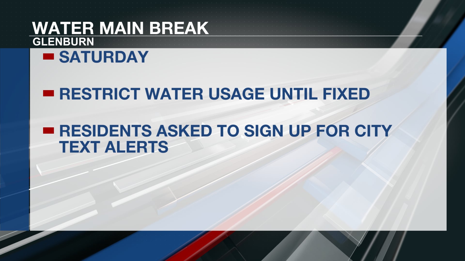 Water main break in Glenburn