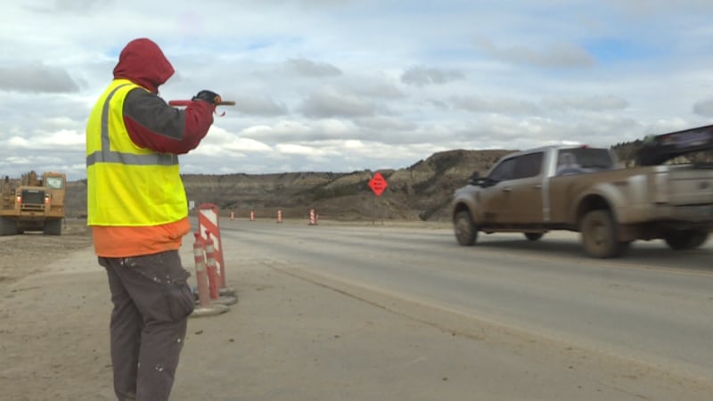Construction crews work to expand Highway 85 to four lanes.