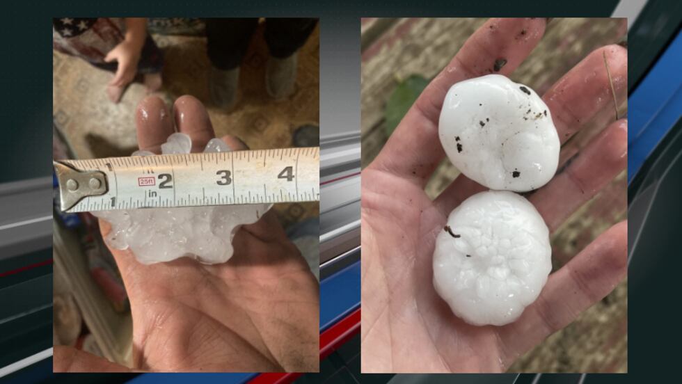 Three Inch Hail Three inch diameter hail reported in parts of central and western ND Monday