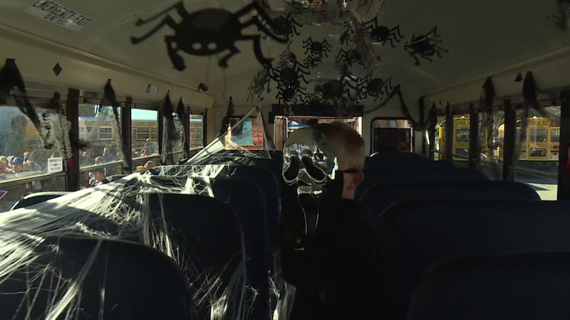 The event included a haunted bus and activities for the kids.