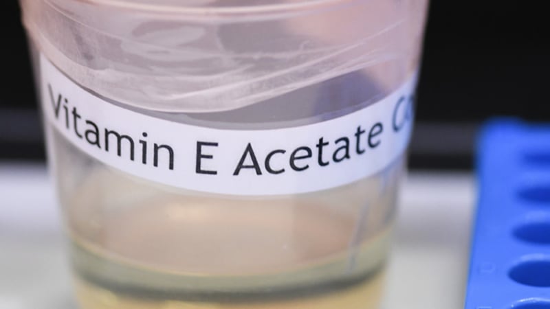 This Monday, Nov. 4, 2019 photo shows a vitamin E acetate sample during a tour of the Medical...