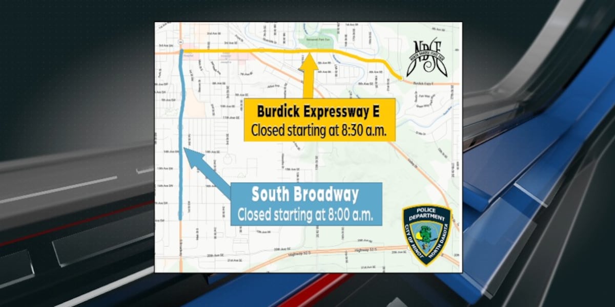Road closures in Minot on Saturday for the North Dakota State Parade