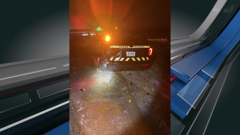 NDHP car struck in Cass County