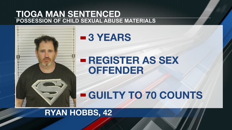 Tioga man sentenced to three years for possessing child sexual abuse Tioga man sentenced to three years for possessing child sexual abuse
