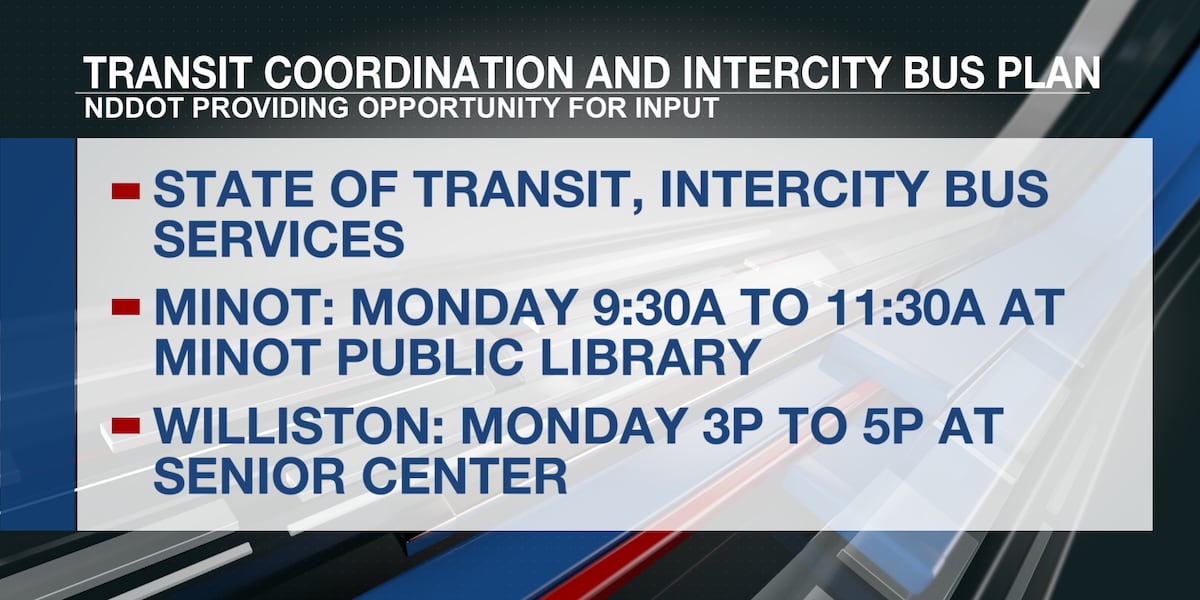 NDDOT to hold workshops on transit coordination, intercity bus plan