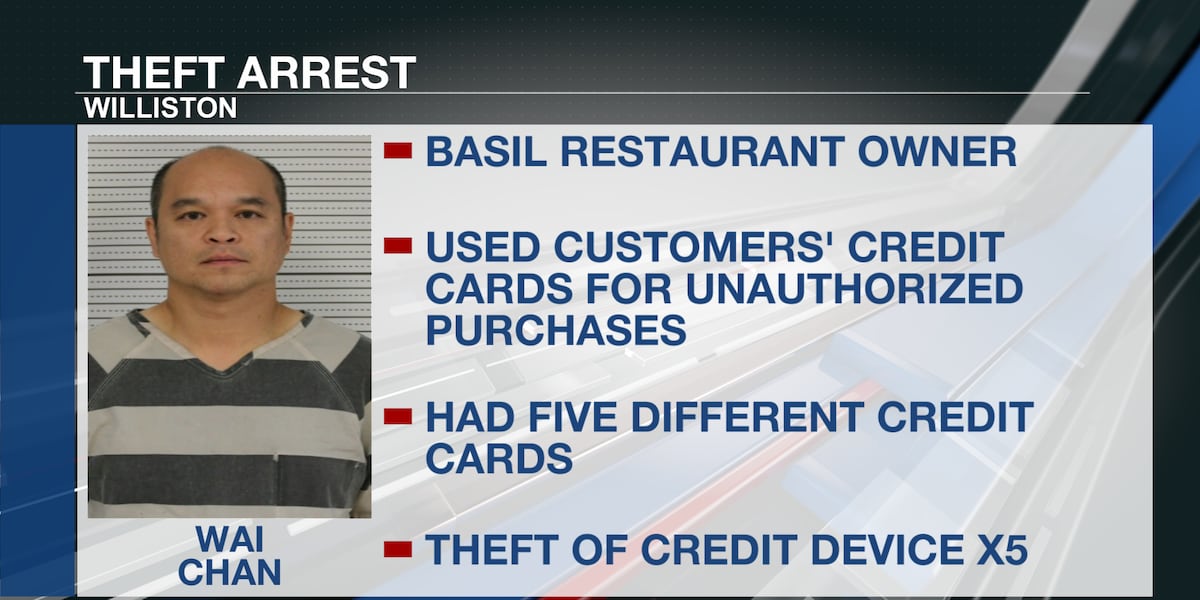 Williston restaurant owner charged with using customers’ credit cards