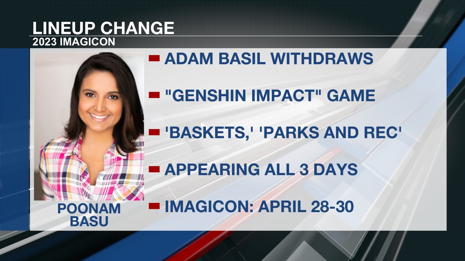 Adam Basil withdraws from 2023 iMagicon due to filming schedule; Poonam ...