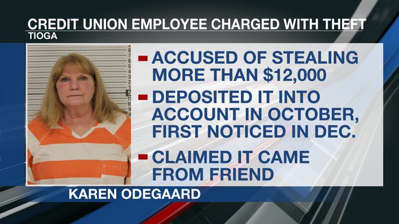 Former Tioga credit union employee charged with theft