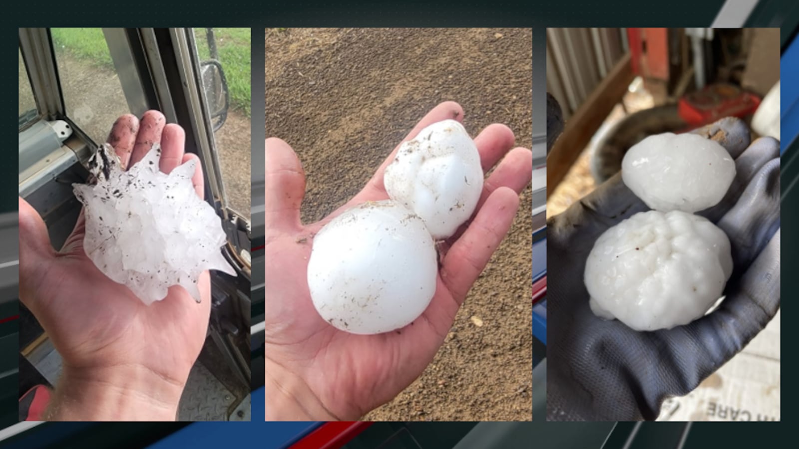 Three Inch Hail Three inch diameter hail reported in parts of central and western ND Monday