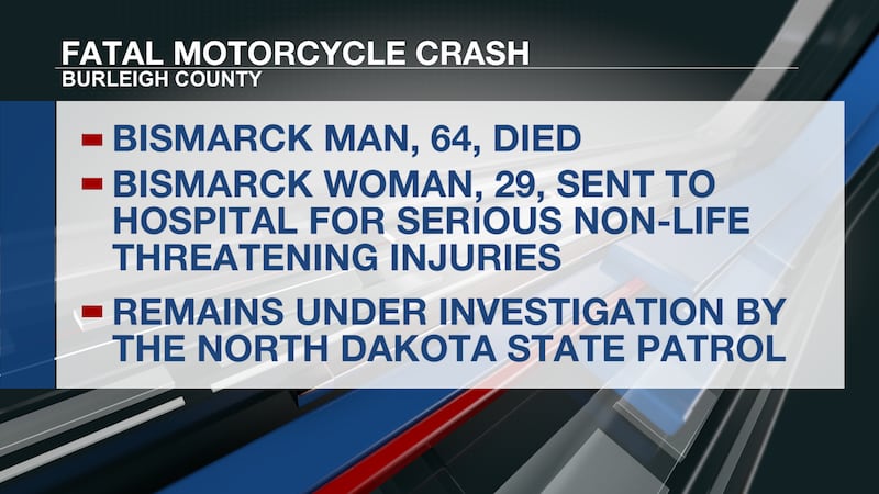 A Bismarck man died Friday night after a crash east of Bismarck.