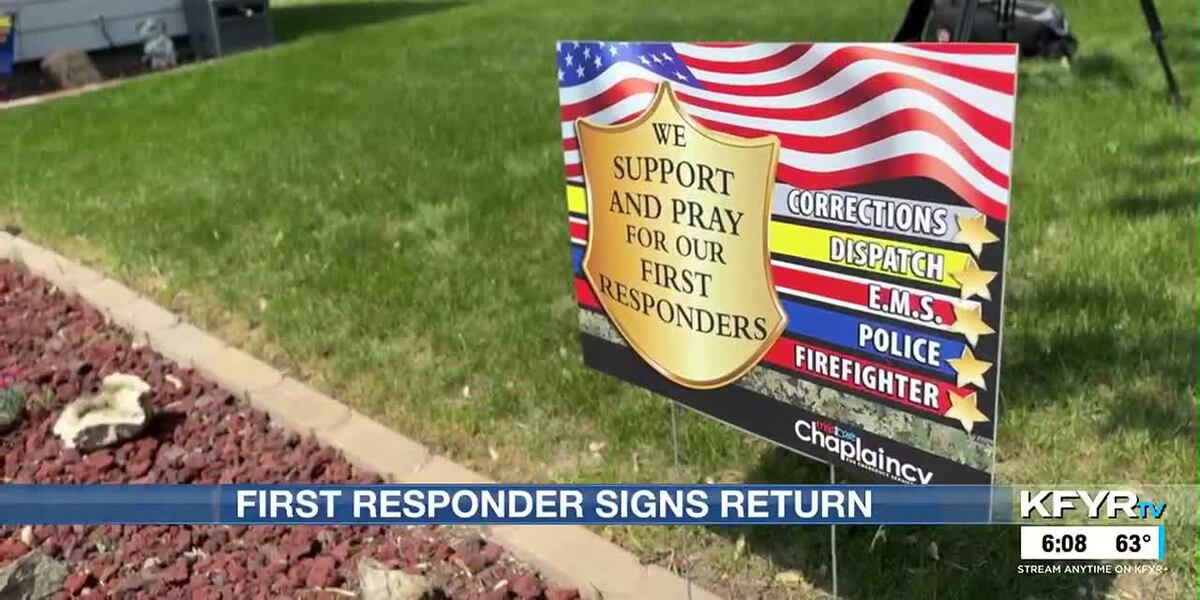 Bismarck chaplain’s yard signs deliver powerful message to first responders