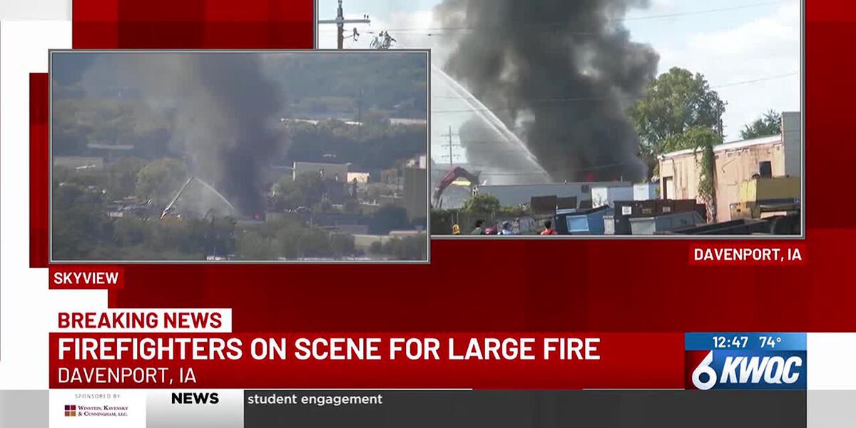 Firefighter battle blaze at Midwest Recyclers - Bismarck - KFYR