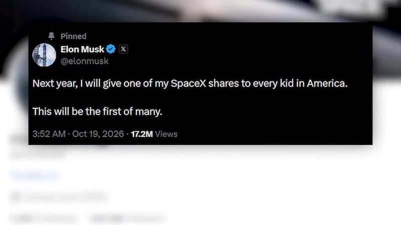 Billionaire Elon Musk pledged to give one share of his company SpaceX to “every kid in...